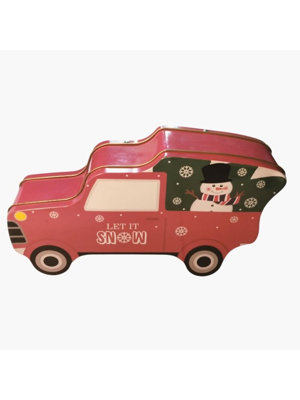 Truck Shaped Tin Container Let It Snow Winter Holiday Cookie Container Canister